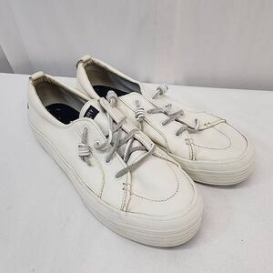 Sperry Size 10 Women's Crest Vibe Platform Leather Sneaker White Low Top